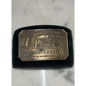 Vintage Belt Buckle Clermont Steamboat The Great North River Brass 1974